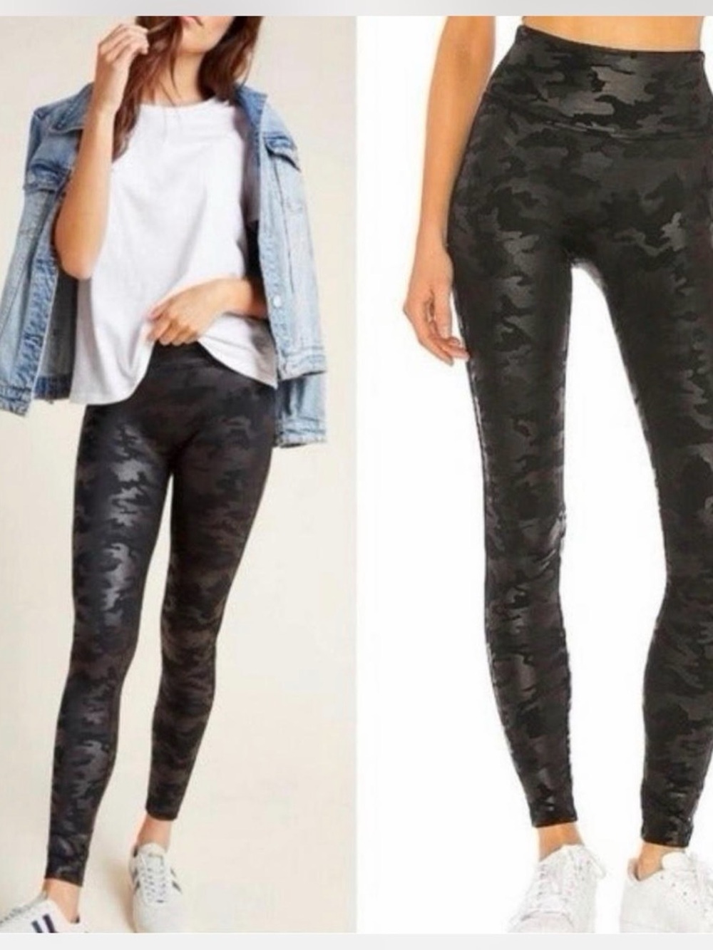 Spankx faux leather camo leggings sz m